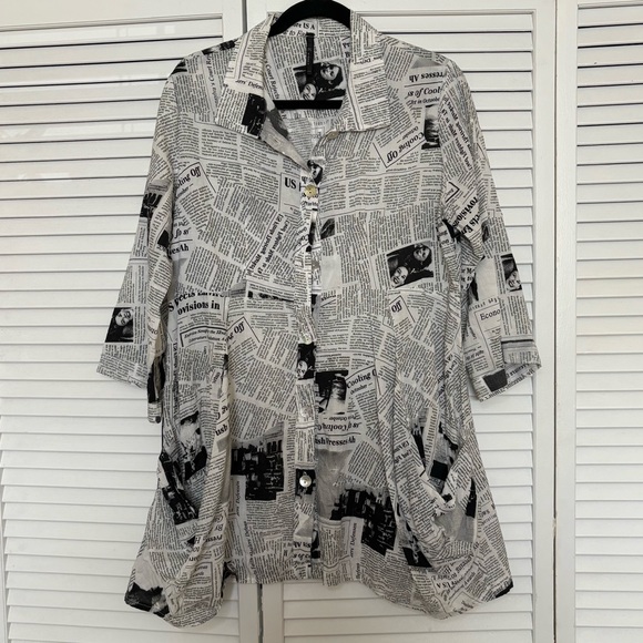Connie Black and White Newspaper Print Dress - Picture 1 of 5